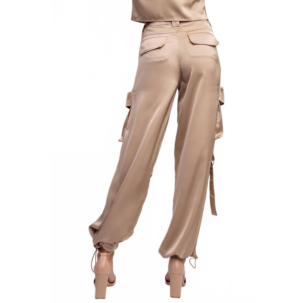 NEW EDIT BY NINE satin cargo pants in light grey - Picture 2 of 3